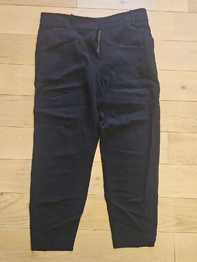 Sezane Navy Tailored High-Waist Pants